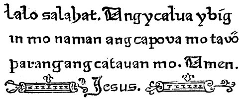 Tagalog Example 1, old latin script